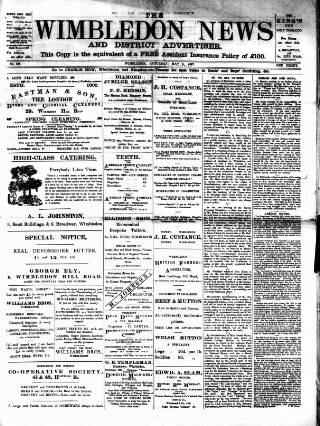 cover page of Wimbledon News published on May 8, 1897