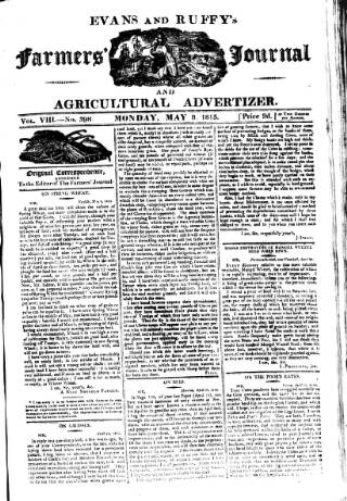 cover page of Evans and Ruffy's Farmer's Journal published on May 8, 1815