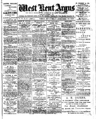 cover page of West Kent Argus and Borough of Lewisham News published on May 8, 1900