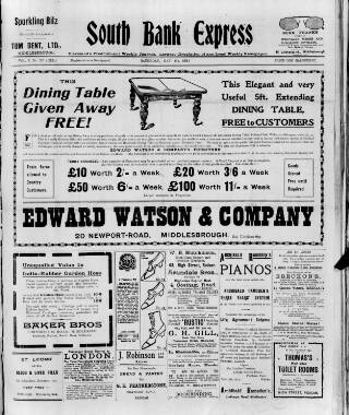 cover page of South Bank Express published on May 9, 1914