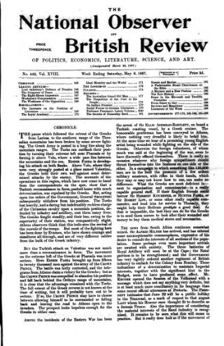 cover page of National Observer published on May 8, 1897