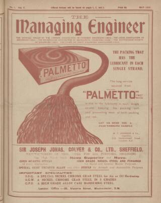 cover page of Managing Engineer published on May 1, 1918