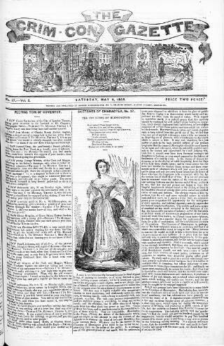cover page of Crim. Con. Gazette published on May 4, 1839