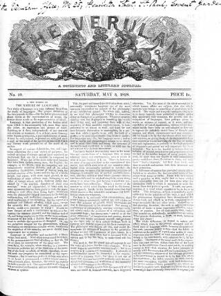cover page of Verulam published on May 3, 1828