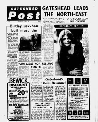 cover page of Gateshead Post published on May 9, 1974