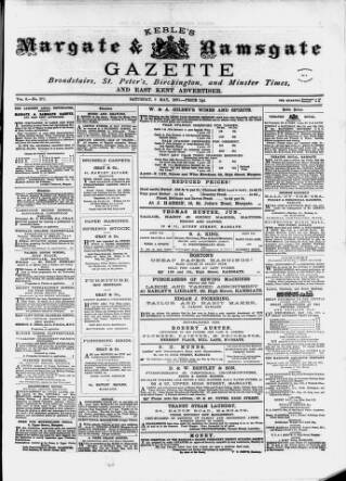 cover page of Isle of Thanet Gazette published on May 8, 1875