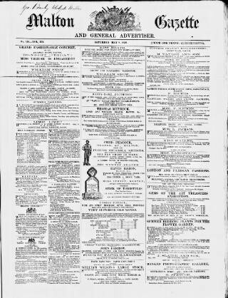 cover page of Malton Gazette published on May 8, 1858
