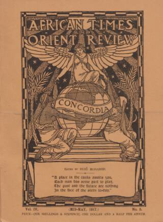 cover page of African Times and Orient Review published on May 1, 1917