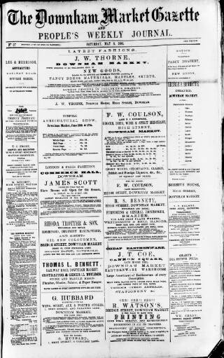 cover page of Downham Market Gazette published on May 8, 1880