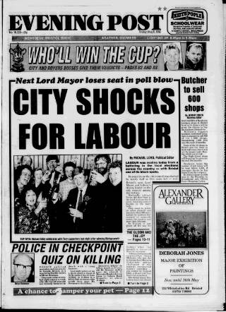 cover page of Bristol Evening Post published on May 8, 1992