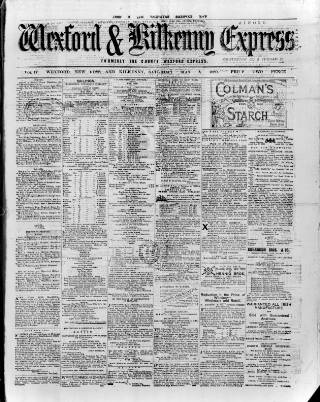 cover page of Wexford and Kilkenny Express published on May 8, 1880