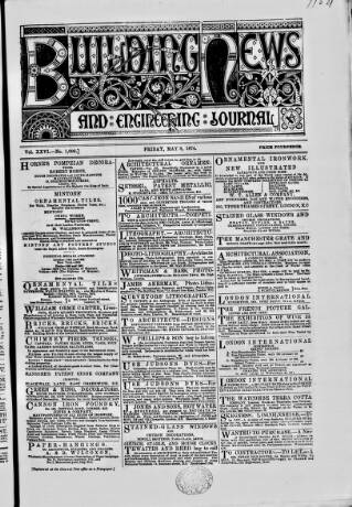 cover page of Building News published on May 8, 1874