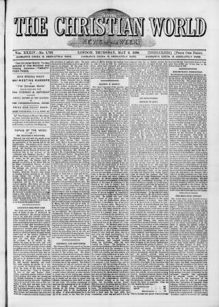 cover page of Christian World published on May 8, 1890