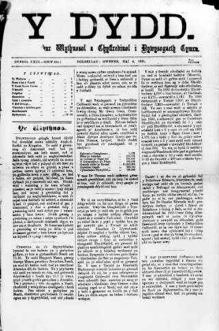 cover page of Y Dydd published on May 8, 1891