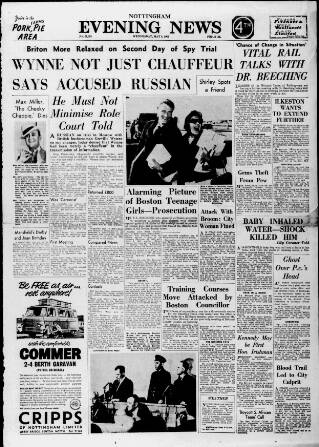 cover page of Nottingham Evening News published on May 8, 1963