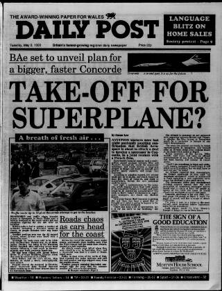 cover page of Liverpool Daily Post (Welsh Edition) published on May 8, 1990