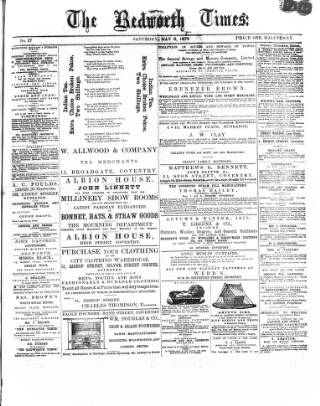 cover page of Bedworth Times published on May 8, 1875