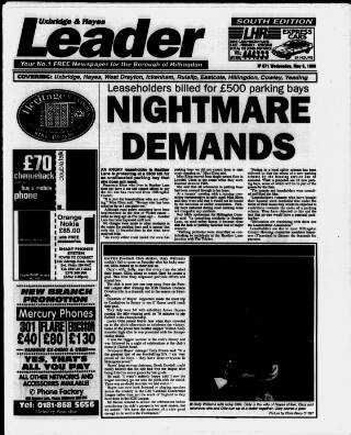 cover page of Uxbridge Leader published on May 8, 1996