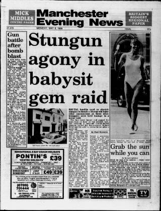 cover page of Manchester Evening News published on May 8, 1989