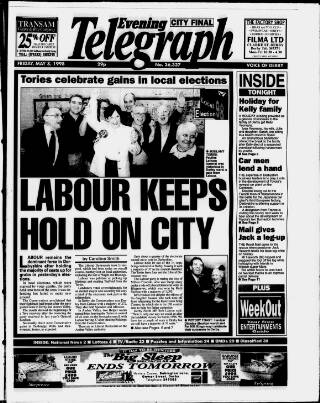 cover page of Derby Daily Telegraph published on May 8, 1998