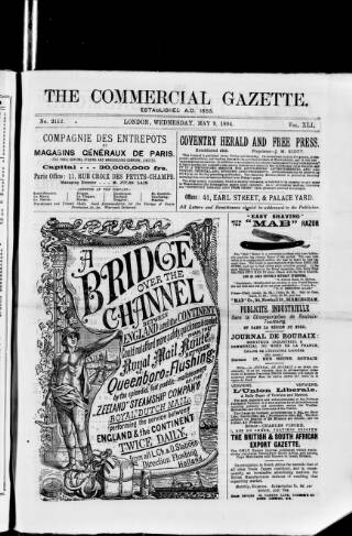 cover page of Commercial Gazette (London) published on May 9, 1894