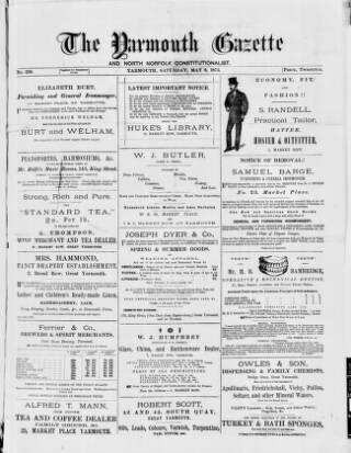 cover page of Yarmouth Gazette and North Norfolk Constitutionalist published on May 8, 1875