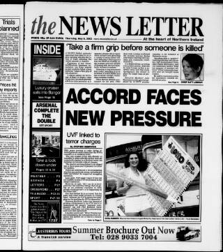 cover page of Belfast News-Letter published on May 9, 2002