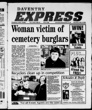 cover page of Daventry and District Weekly Express published on May 8, 2003