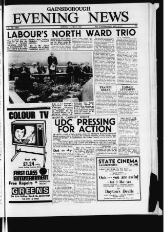 cover page of Gainsborough Evening News published on May 8, 1973