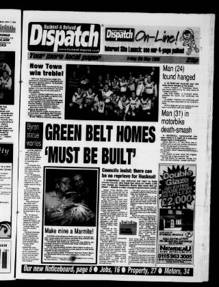 cover page of Hucknall Dispatch published on May 8, 1998