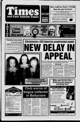 cover page of Newtownabbey Times and East Antrim Times published on May 8, 1997